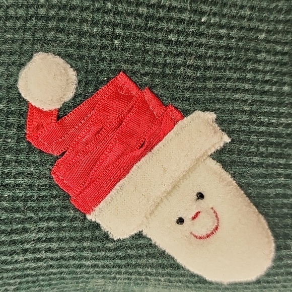 Susan Bristol Green Waffle Knit Cardigan with Santa and Candy Cane Design - Picture 3 of 10